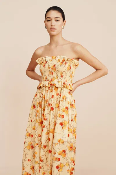 The Posse Coby Strapless Dress In Citrus Floral