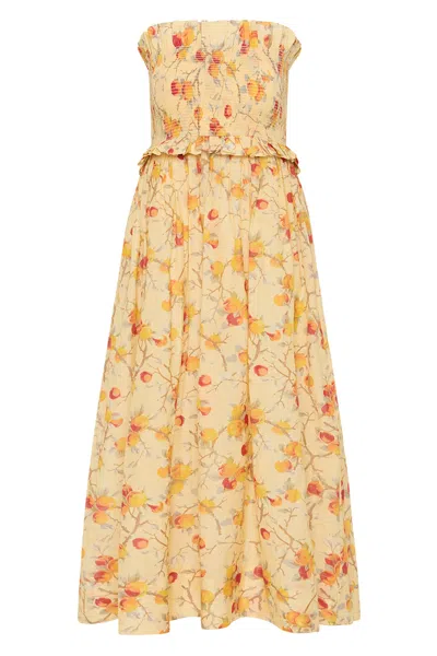 The Posse Coby Strapless Dress In Citrus Floral