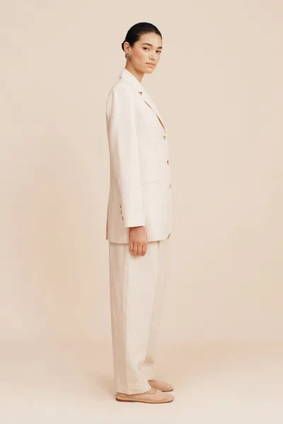 The Posse Leon Blazer In Beige Pinstripe