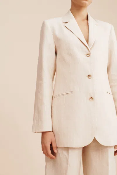 The Posse Leon Blazer In Beige Pinstripe