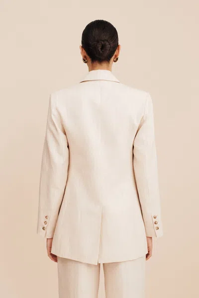 The Posse Leon Blazer In Beige Pinstripe