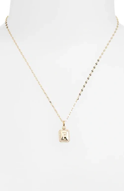Leith Initial Pendant Necklace In F- Clear- Gold