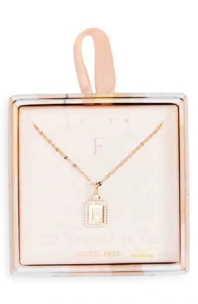 Leith Initial Pendant Necklace In F- Clear- Gold