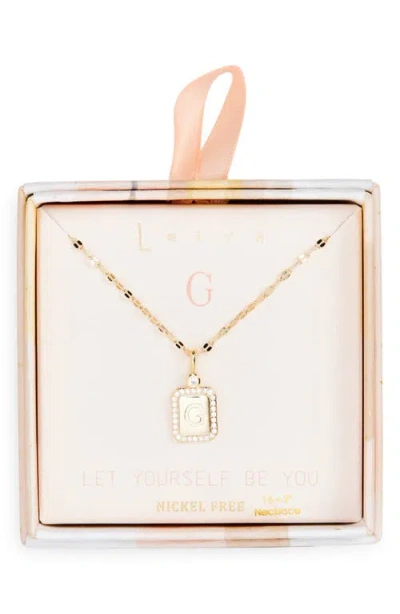 Leith Initial Pendant Necklace In G- Clear- Gold