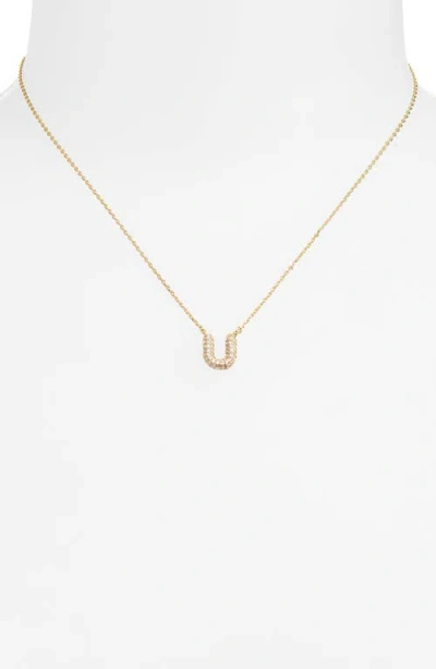 Leith Cubic Zirconia Initial Pendant Necklace In U- Clear- Gold