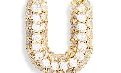 Leith Cubic Zirconia Initial Pendant Necklace In U- Clear- Gold