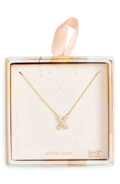 Leith Cubic Zirconia Initial Pendant Necklace In X- Clear- Gold