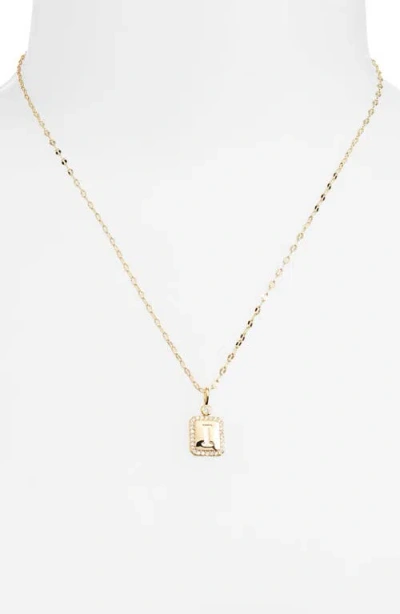 Leith Initial Pendant Necklace In I- Clear- Gold