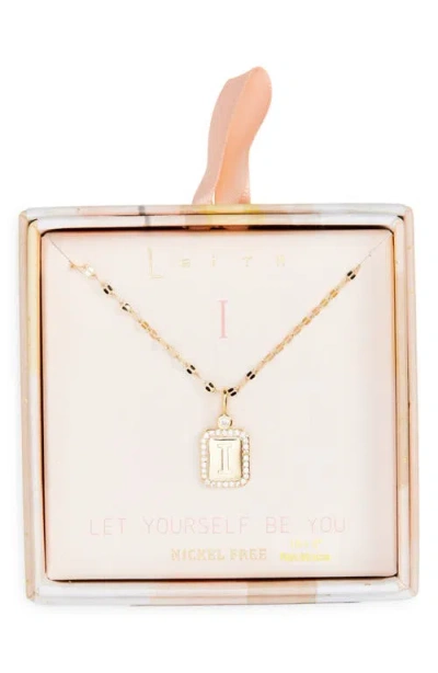 Leith Initial Pendant Necklace In I- Clear- Gold
