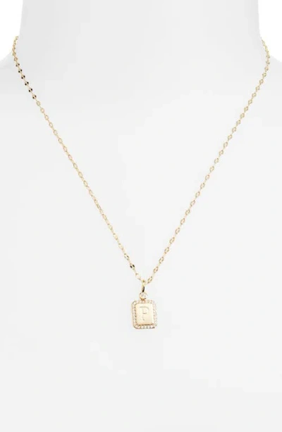 Leith Initial Pendant Necklace In P- Clear- Gold