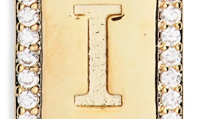 Leith Initial Pendant Necklace In I- Clear- Gold