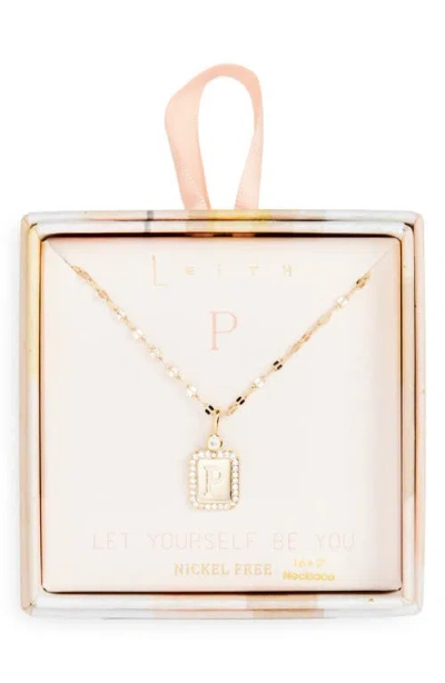 Leith Initial Pendant Necklace In P- Clear- Gold