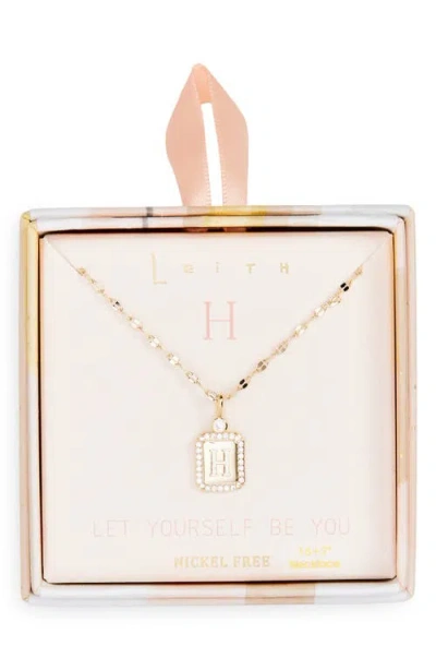 Leith Initial Pendant Necklace In H- Clear- Gold