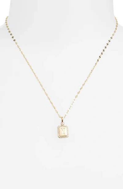 Leith Initial Pendant Necklace In Y- Clear- Gold