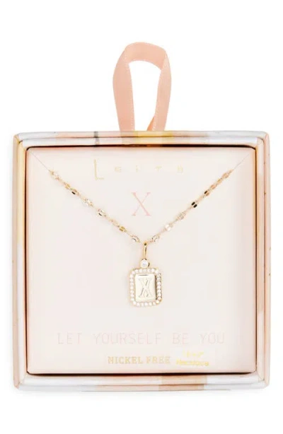 Leith Initial Pendant Necklace In X- Clear- Gold