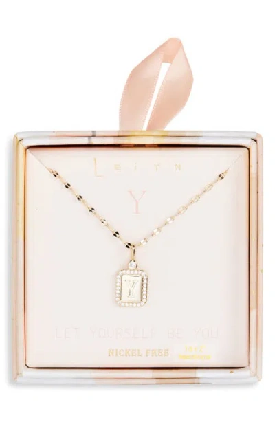Leith Initial Pendant Necklace In Y- Clear- Gold