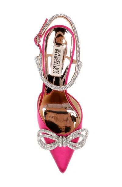 Badgley Mischka Collection Jasmine Pointed Toe Pump In Fuchsia Satin