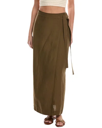 Onia Air Linen-blend Maxi Wrap Skirt In Brown