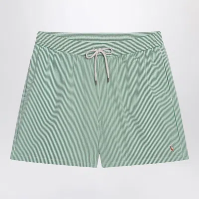 Polo Ralph Lauren Mens Traveller Striped Swim Shorts Raft Green Seersucker Xxl In Green