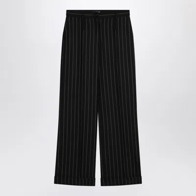 Dolce & Gabbana Wide Black Pinstriped Pants In Print