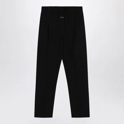 Fear Of God Black Cotton And Wool Trousers In Black