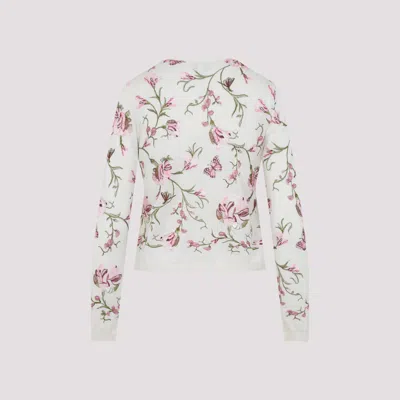 Giambattista Valli Floral-embroidered Cashmere Cardigan In Beige