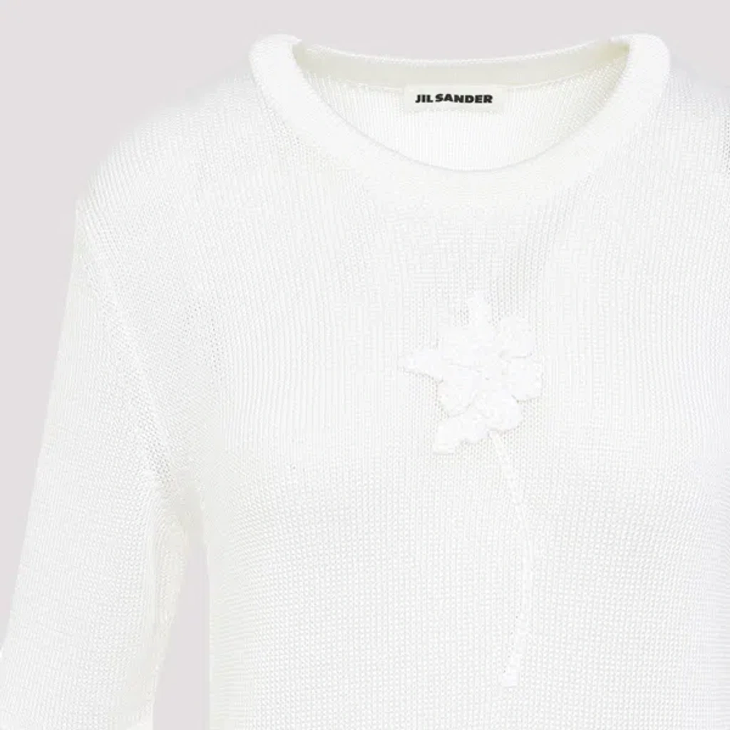 Tシャツ・カットソー Jil Sander Flower Crochet T-Shirt Jil Sander Women's Flower Crochet T-shirt In White | ModeSens