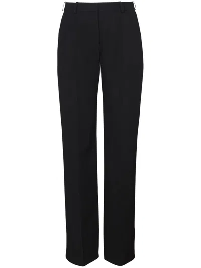 Balmain Wool Trousers With Front Pleats And Wide Leg In Black