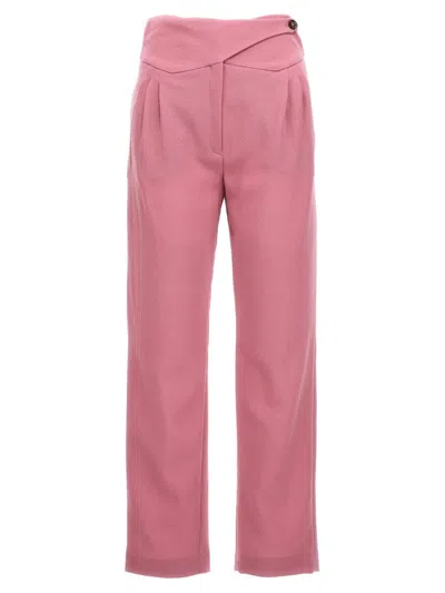 Blazé Milano Cool & Easy Pleat-detail Virgin Wool Trousers In Pink