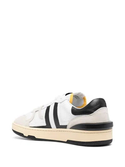 Lanvin Black And White Leather Clay Low Mesh Sneakers In White