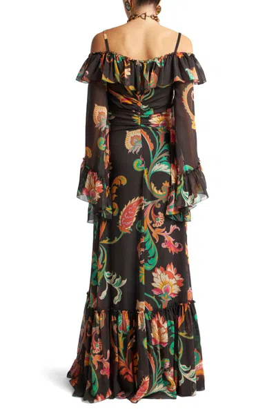Etro Long Boho Dress With Floral Print All Over In Multicolor
