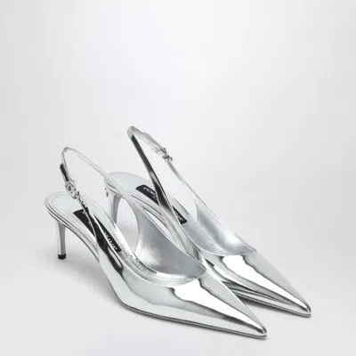 Dolce & Gabbana Dolce&gabbana Metallic Silver Leather Slingback With Décolleté