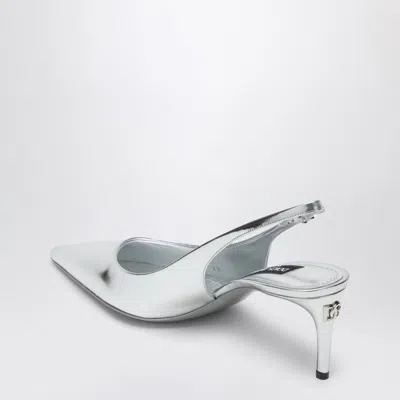 Dolce & Gabbana Dolce&gabbana Metallic Silver Leather Slingback With Décolleté