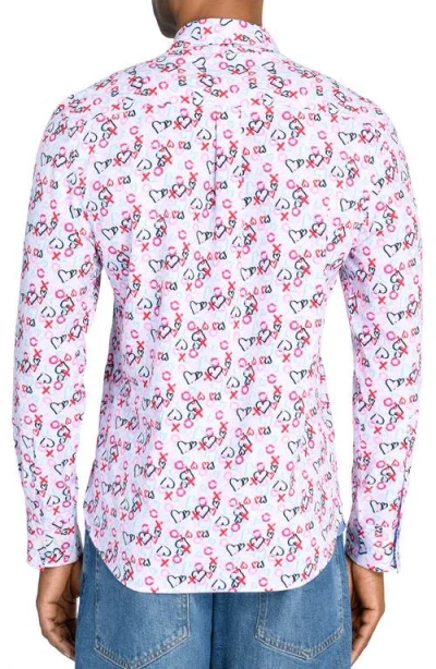 Construct Heart Motif Woven Long Sleeve Basic In Pink