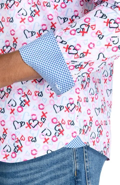 Construct Heart Motif Woven Long Sleeve Basic In Pink