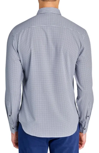Construct Micro Plaid Woven Long Sleeve In Gray