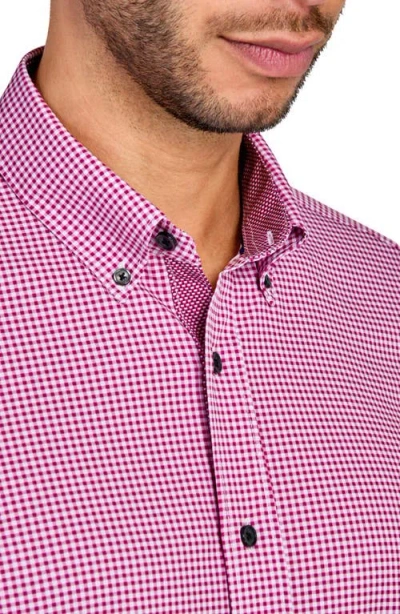 Construct Slim Fit Gingham 4-way Sport Shirt In Red