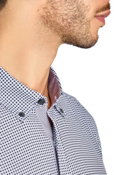 Construct Micro Plaid Woven Long Sleeve In Gray