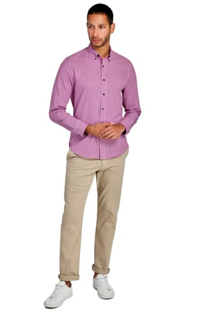 Construct Slim Fit Gingham 4-way Sport Shirt In Red