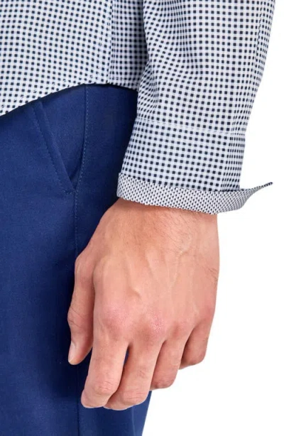 Construct Micro Plaid Woven Long Sleeve In Gray