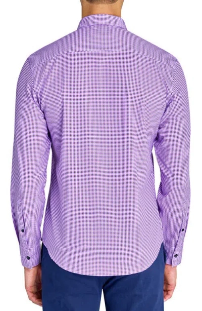 Construct Micro Plaid Woven Long Sleeve In Purple