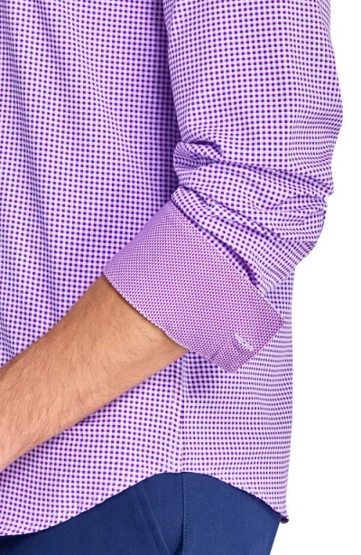 Construct Micro Plaid Woven Long Sleeve In Purple