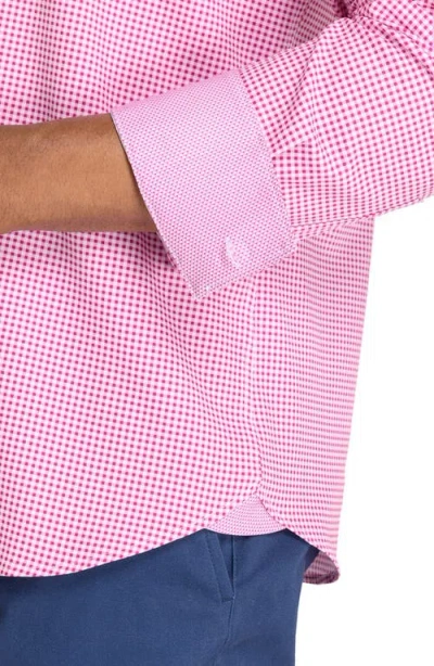 Construct Micro Plaid Woven Long Sleeve In Pink