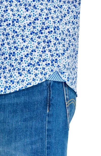 Construct Blueberry Floral Woven Short Sleeve Basic In Blue