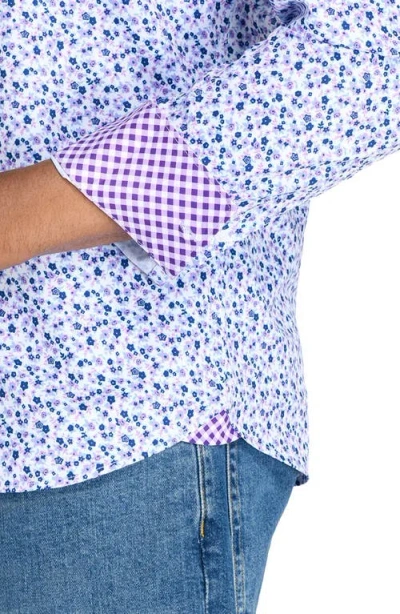 Construct Ditsy Floral Woven Long Sleeve Basic In Lilac