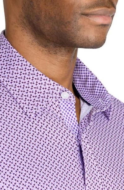 Construct Mosaic Dot Woven Long Sleeve Basic In Purple