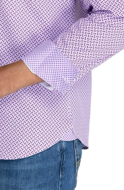 Construct Mosaic Dot Woven Long Sleeve Basic In Purple