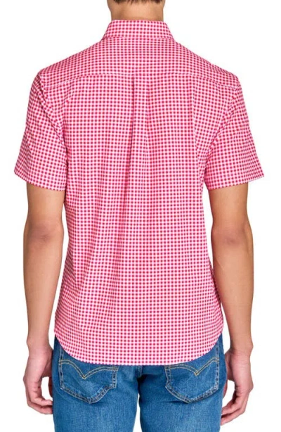 Construct Mini Check Woven Short Sleeve Basic In White/red