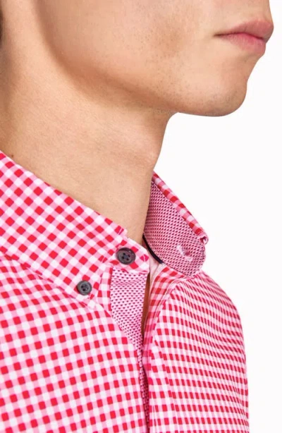 Construct Mini Check Woven Short Sleeve Basic In White/red