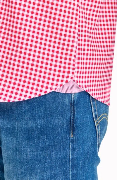 Construct Mini Check Woven Short Sleeve Basic In White/red